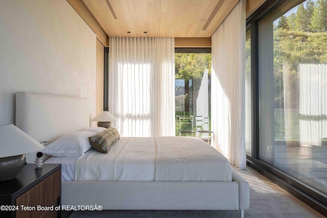 bedroom featuring wooden ceiling