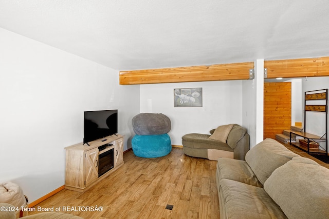 living room featuring light wood-type flooring