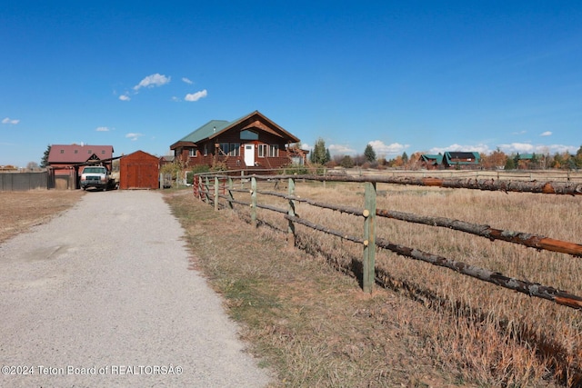 exterior space featuring a rural view