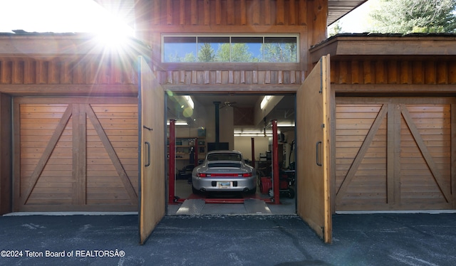 view of garage