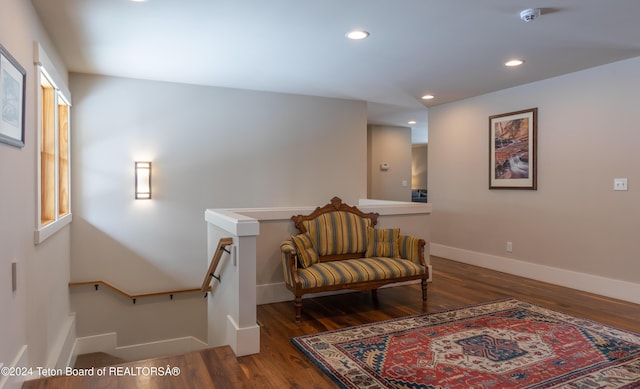 3470 W Mccollister Dr, Teton Village, WY 83025 - living area with an upstairs landing, wood finished floors, and recessed lighting