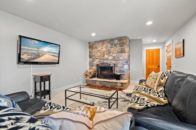 3470 W Mccollister Dr, Teton Village, WY 83025 - living area with recessed lighting and a fireplace