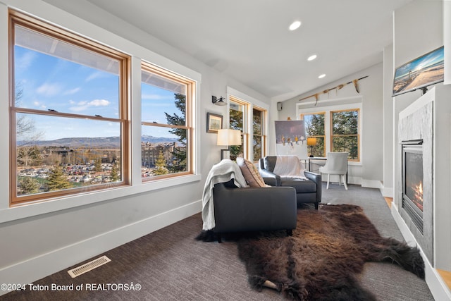 3470 W Mccollister Dr, Teton Village, WY 83025 - sunroom / solarium featuring vaulted ceiling and a mountain view