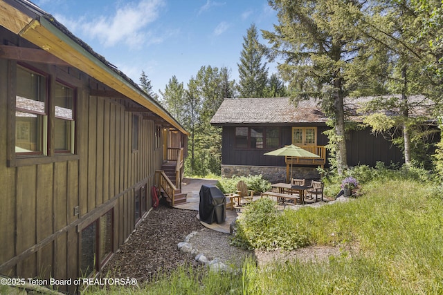 3470 W Mccollister Dr, Teton Village, WY 83025 - view of yard with a patio area and stairway