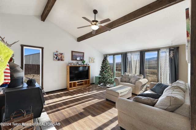 621 Mountain View Dr, Dubois, WY 82513 - living area with wood finished floors and a ceiling fan