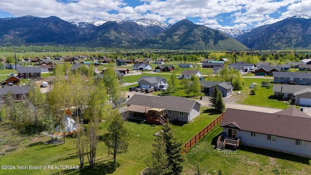 drone / aerial view with a mountain view