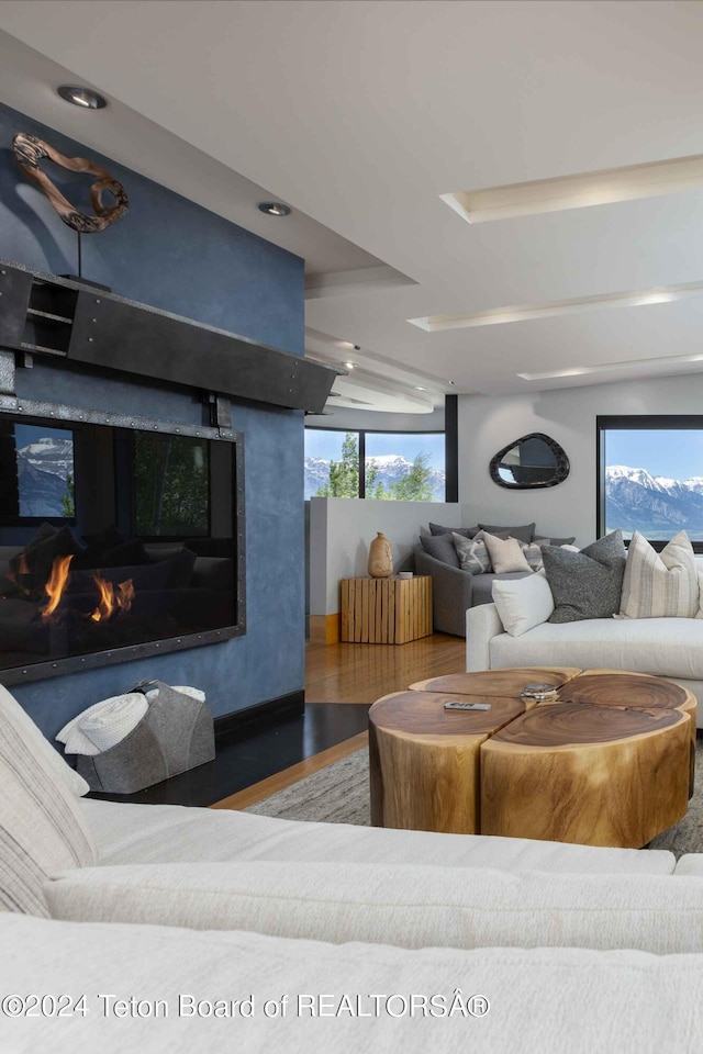 living room with hardwood / wood-style flooring