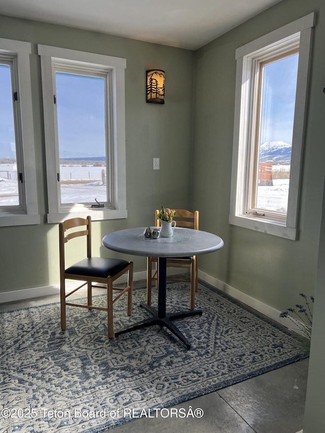 dining room featuring baseboards and breakfast area