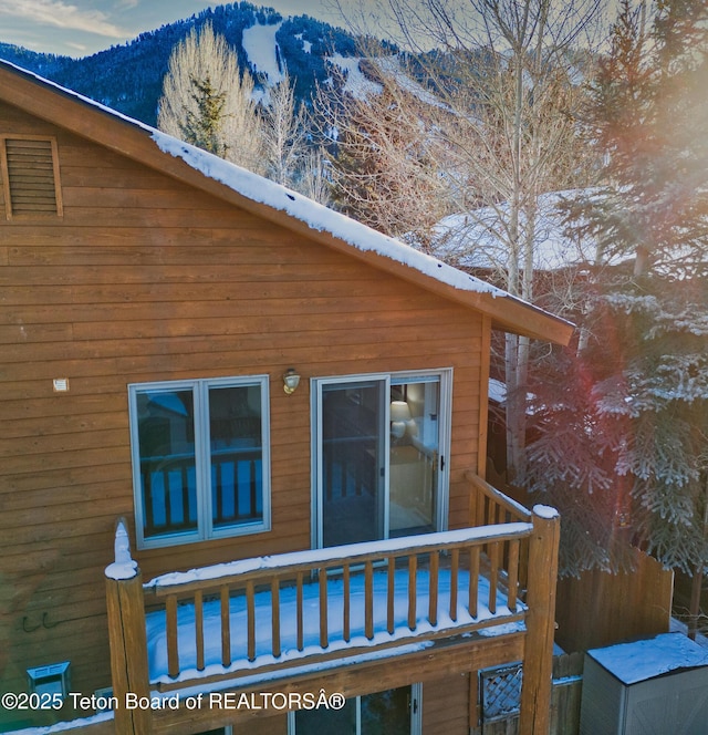 view of snow covered exterior