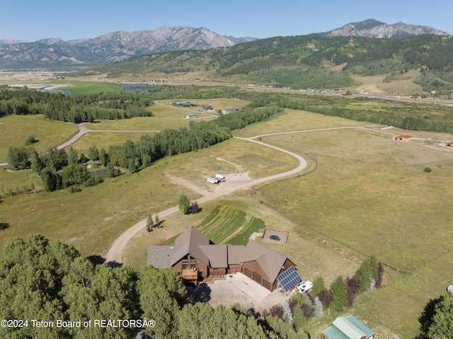 aerial view with a rural view and a mountain view