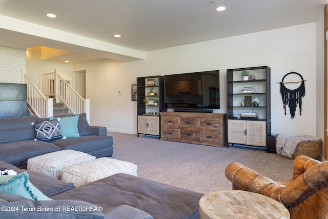 living room with carpet floors