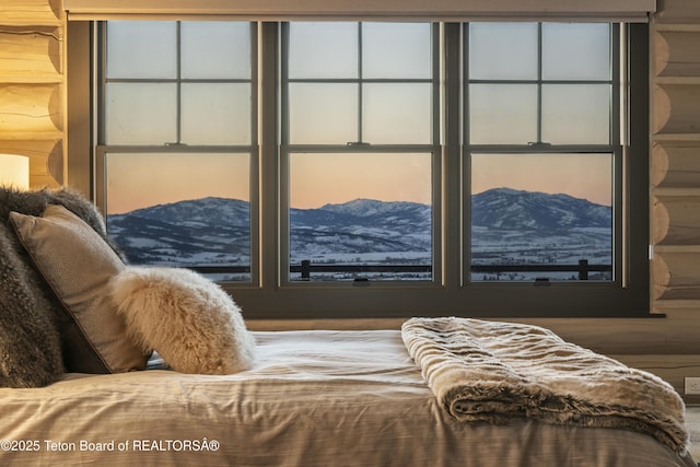 bedroom with a mountain view