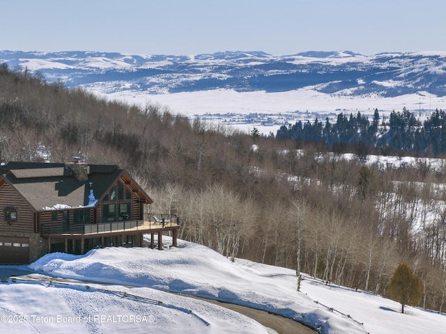 view of mountain feature featuring a view of trees