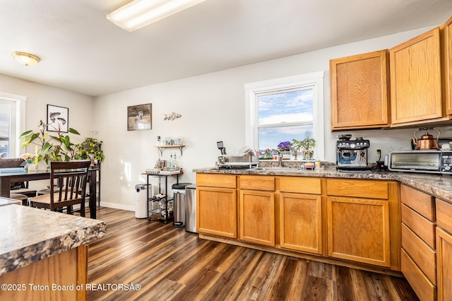 kitchen with dark wood-type flooring and sink