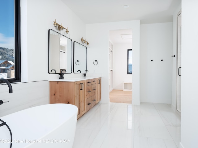 bathroom featuring vanity and a bathtub