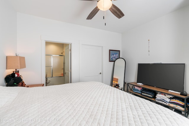 bedroom featuring ceiling fan