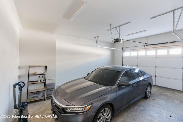 garage with a garage door opener