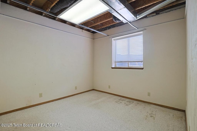 basement featuring carpet flooring