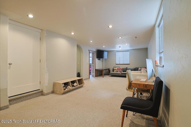 living room featuring carpet floors