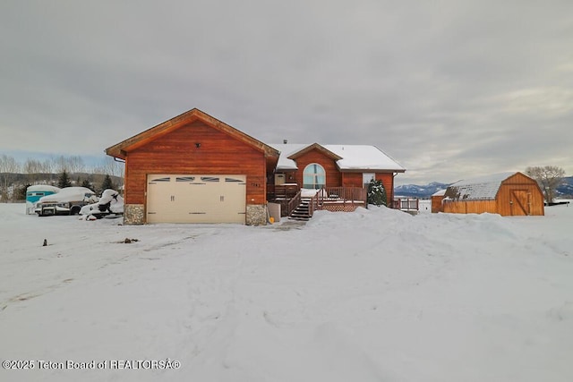 cabin with a garage