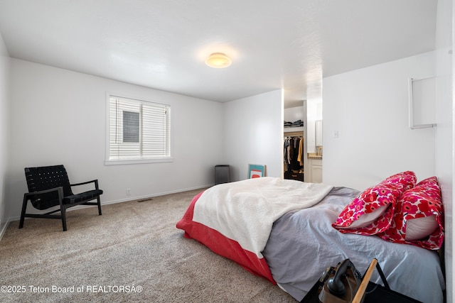 carpeted bedroom featuring a closet