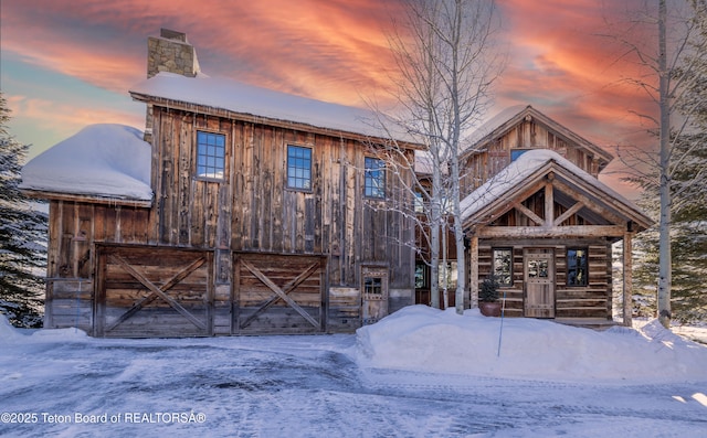 view of log home