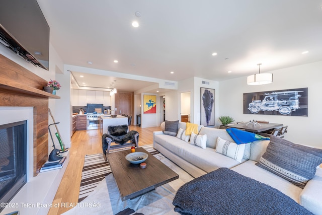 living room featuring light hardwood / wood-style flooring