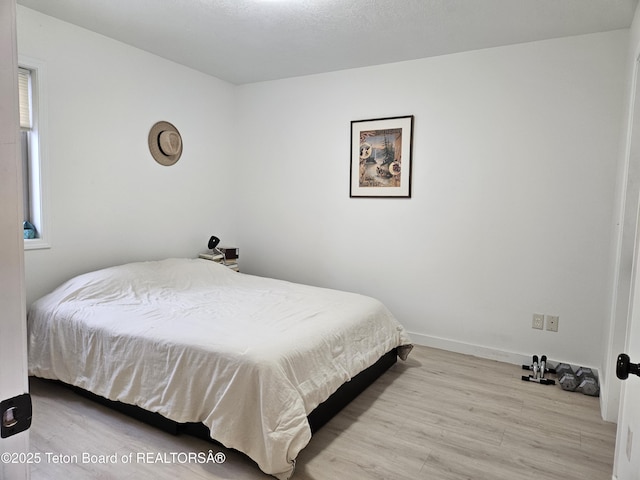 bedroom with light hardwood / wood-style flooring