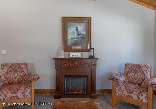 sitting room with carpet floors