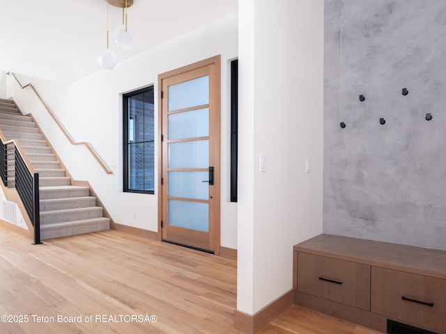 foyer featuring light wood-type flooring