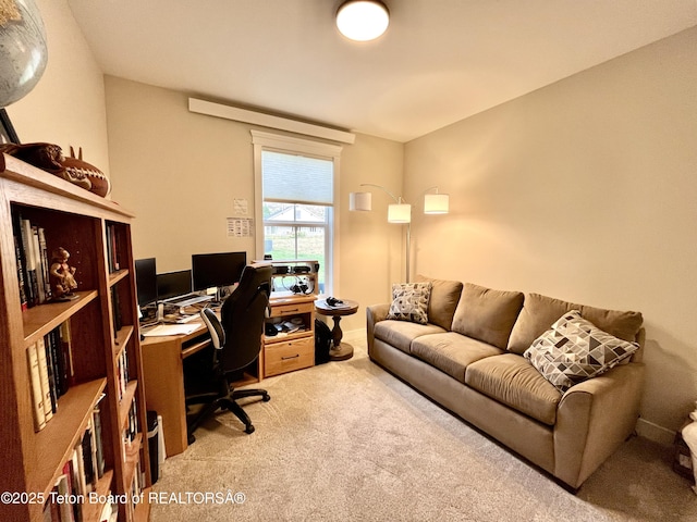 office space featuring light colored carpet