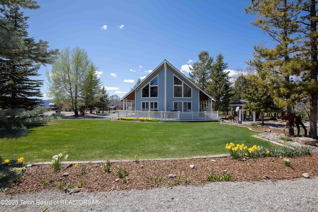 388 Middle Branch Dr, Star Valley Ranch, WY 83127 - back of house with a gazebo and a lawn