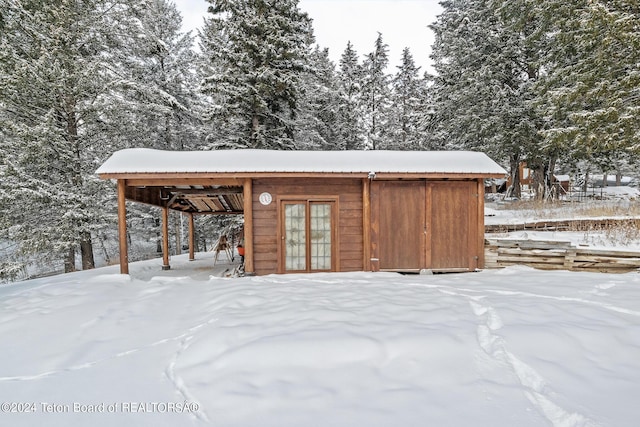 view of snow covered structure