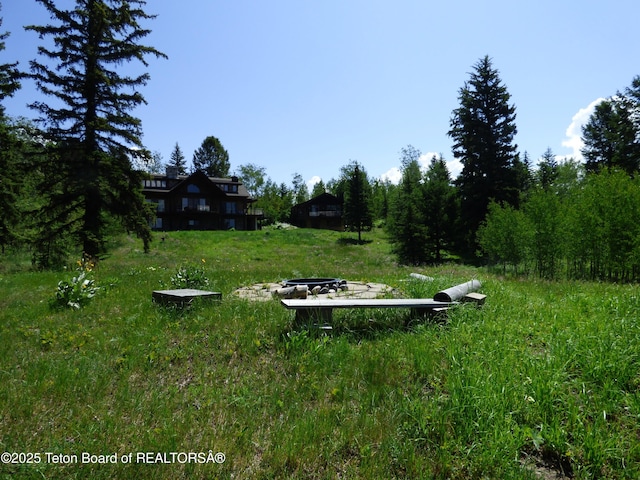 view of yard featuring a fire pit