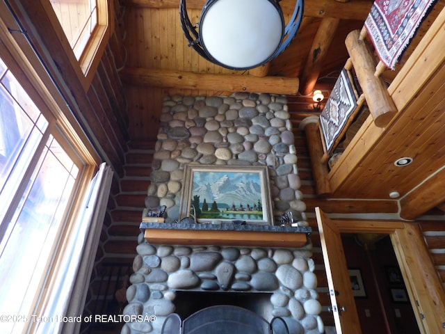 interior details with a fireplace