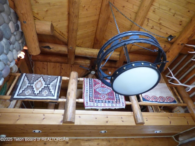 interior details with wood ceiling and beam ceiling