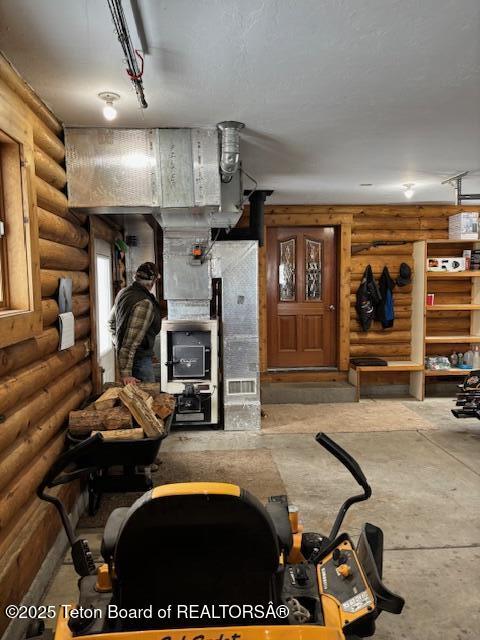 interior space with log walls