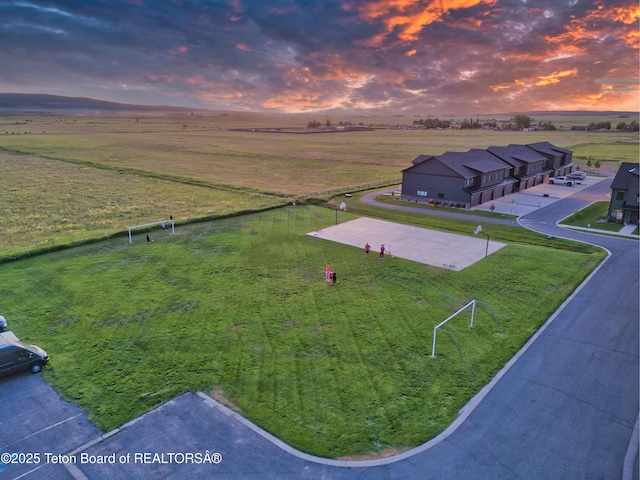 drone / aerial view with a rural view