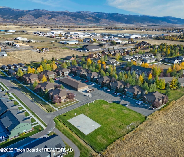 aerial view with a residential view and a mountain view