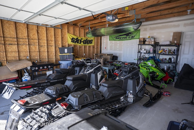 garage with a garage door opener