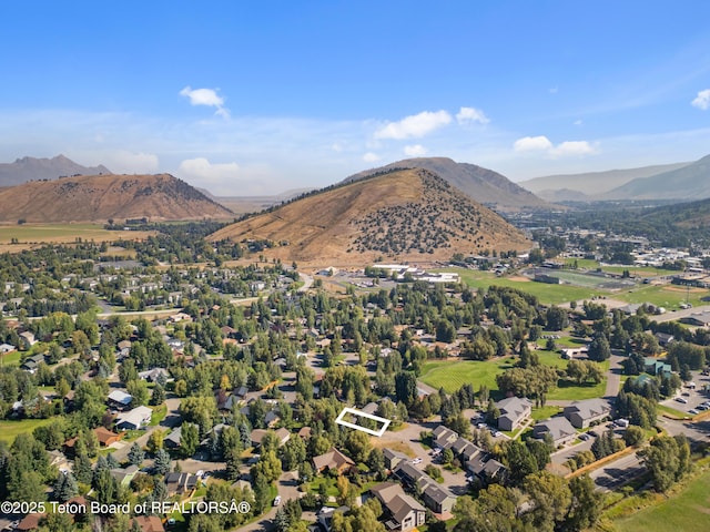 aerial view with a mountain view