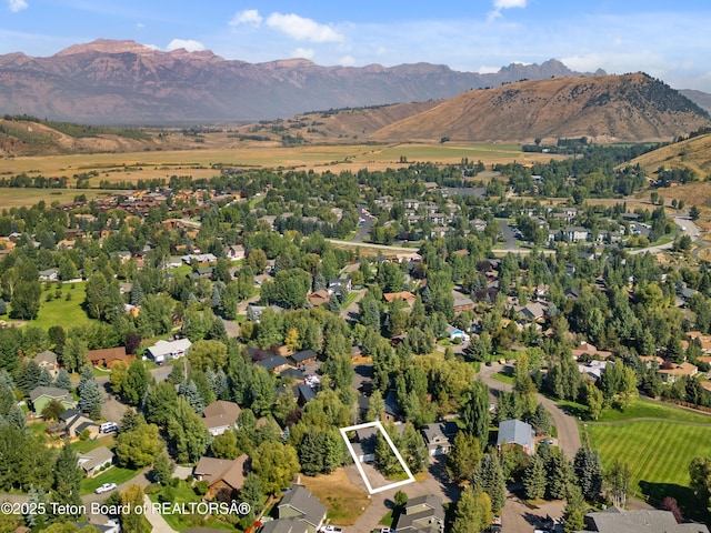 aerial view with a mountain view