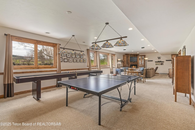 2035 Tomahawk Trl, Victor, ID 83455 - rec room with recessed lighting, baseboards, and light colored carpet