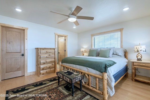 4535 Roxanne St, Tetonia, ID 83452 - bedroom featuring light wood-style flooring, recessed lighting, and ceiling fan