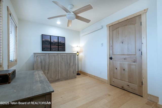 4535 Roxanne St, Tetonia, ID 83452 - bedroom featuring light wood-style flooring, baseboards, and a ceiling fan