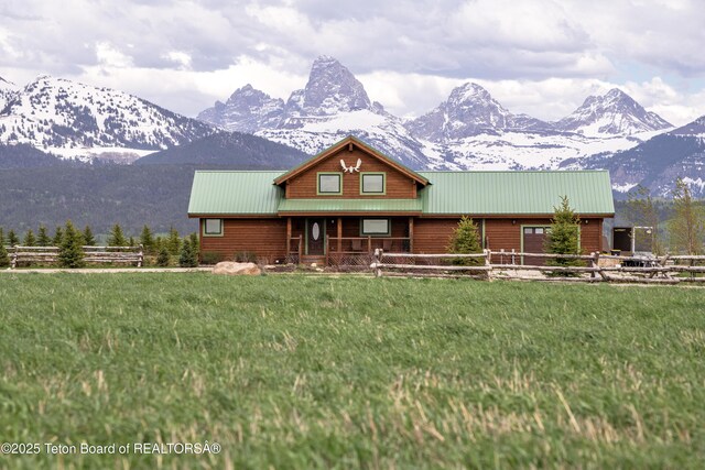 4535 Roxanne St, Tetonia, ID 83452 - log-style house featuring a mountain view and metal roof