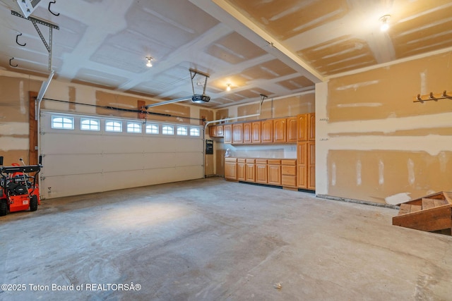 garage with a garage door opener