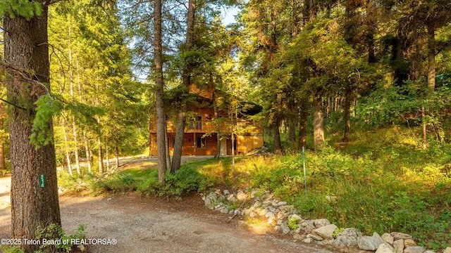 view of property's community featuring a view of trees
