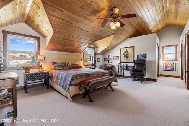 980 S 1000 E, Driggs, ID 83455 - bedroom with baseboards, vaulted ceiling, carpet floors, and wood ceiling