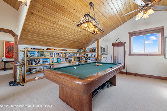 980 S 1000 E, Driggs, ID 83455 - playroom with baseboards, ceiling fan, carpet floors, and wood ceiling